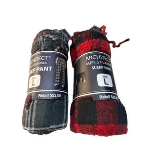 Architect Mens Flannel Plaid Sleep pants (2) Sz L NWT